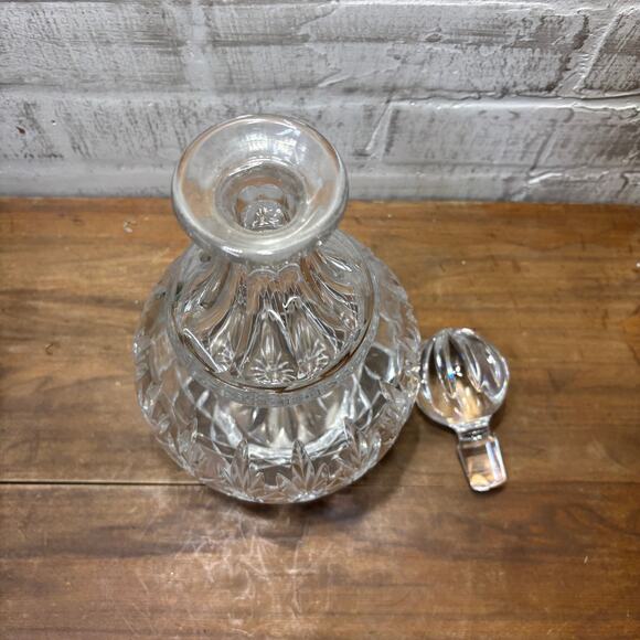 Round Crystal Glass Decanter 12" Tall EUC - Picture 5 of 5